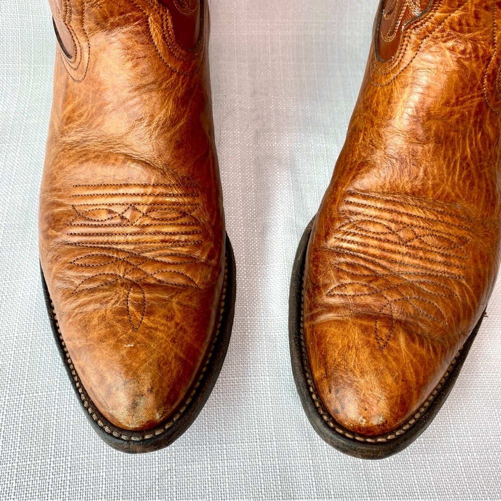 Vintage Nocona Men's Western Bullhide Leather Cowboy Boots Made in the USA - Picture 5 of 13